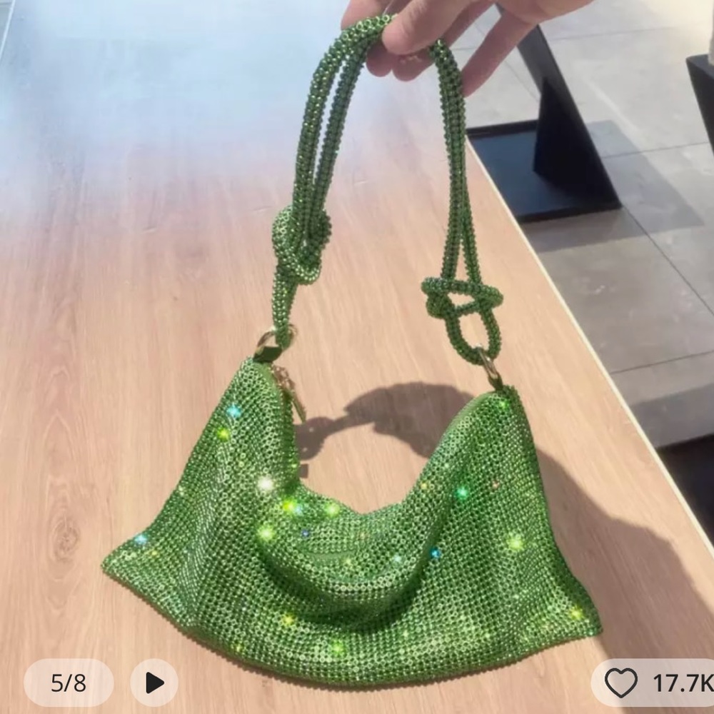 Green Rhinestone Shoulder Bag